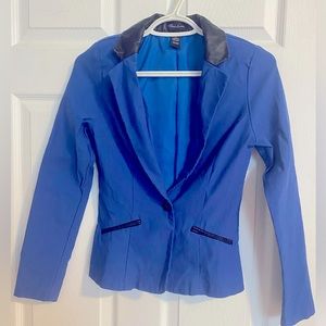Blue Blazer with Leather Collar